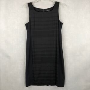 Eileen Fisher Sheath Dress Women's Size 12 Ponte Knit Charcoal Stripe